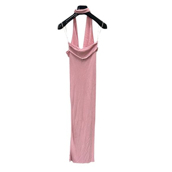 New Aya Muse Edo Halterneck Draped Maxi Dress S Light Pink - Picture 6 of 10